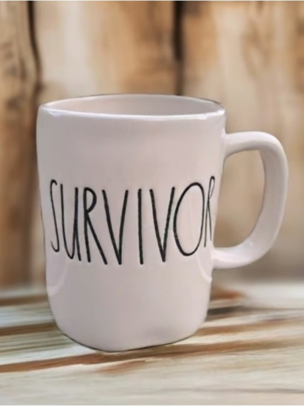 Survivor White Ceramic Mug - Inspirational Glass Art Accent